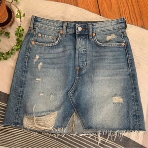 H&M Distressed Denim Mini Skirt